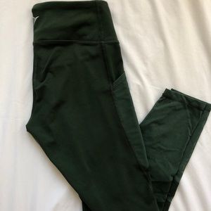 Army Green Mesh Detailed Leggings